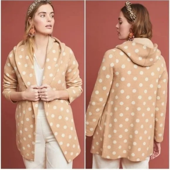 Anthropologie Field Flower 100% Wool Sweater Coat Hooded Knit Women's Size S - Picture 9 of 9